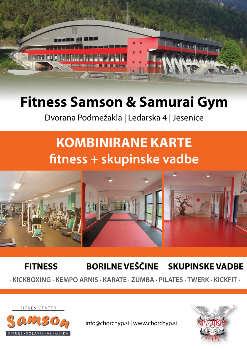 Novo v ponudbi! Samurai Gym in Fitnes Samson kombinirane karte